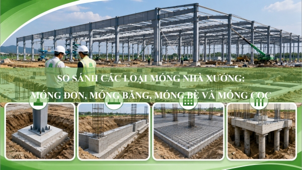 So sánh các loại móng nhà xưởng: Móng đơn, móng băng, móng bè và móng cọc